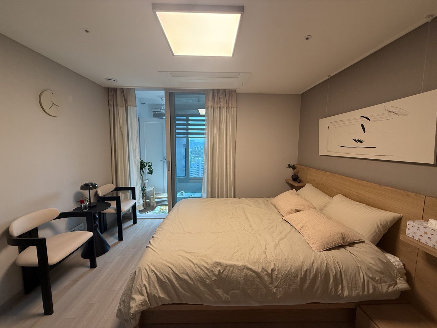 Master bedroom with balcony view